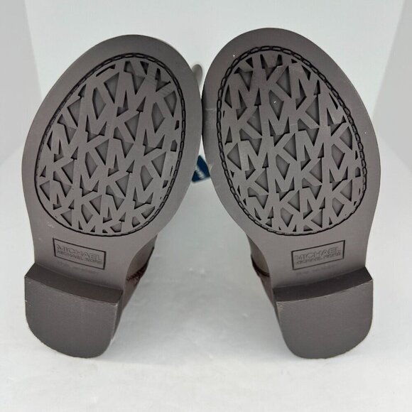 Michael Kors Girls Brown Flat Fully Zip Gold MK Logo Tone Size 3 Riding Boots - Picture 8 of 12